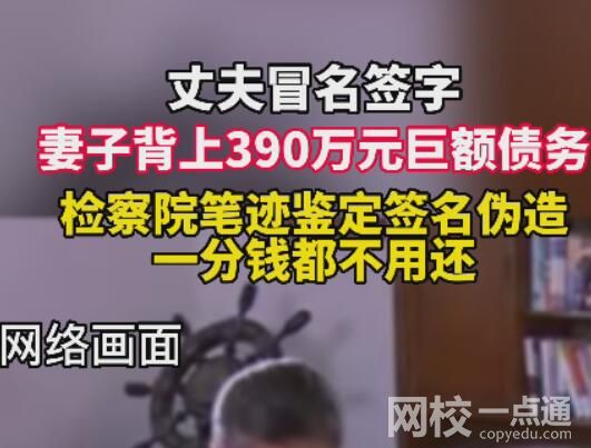 女子被丈夫冒名簽字背上巨額債務 到底是什么情況？