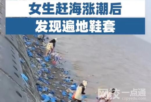 女生趕海漲潮后發現遍地鞋套 究竟是怎么回事？